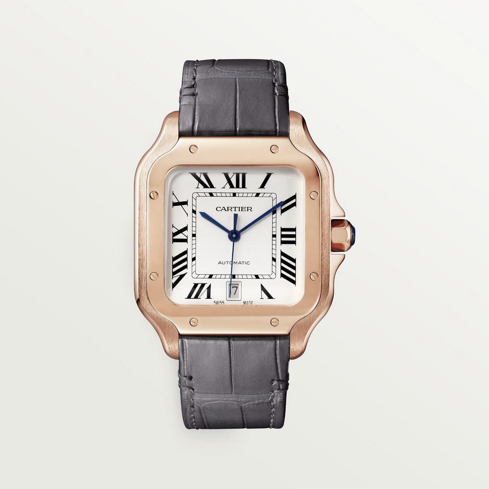 Đồng Hồ Cartier Santos De Cartier Large Watch Nam Xám Vàng Hồng